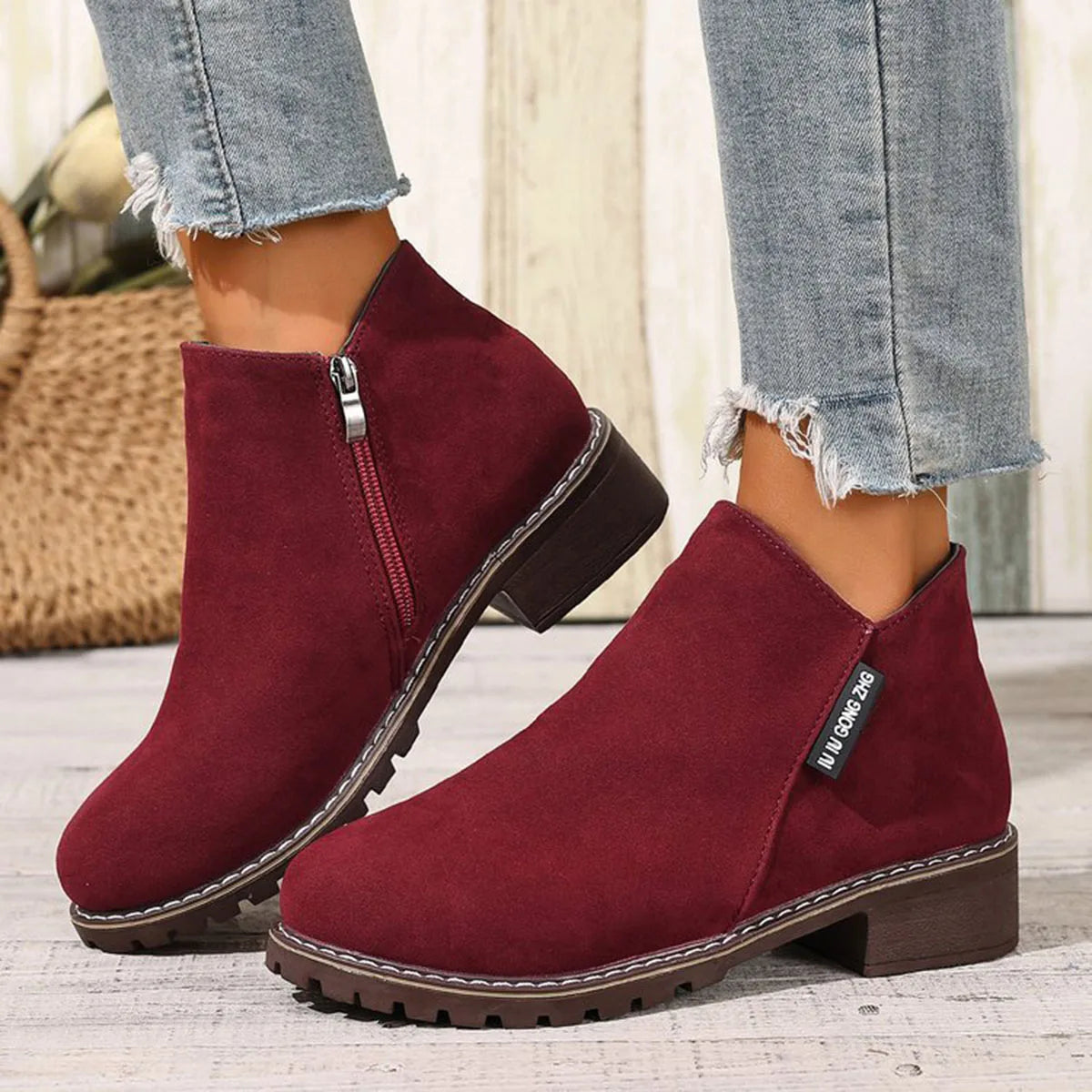 Bottines pour femmes, automne-hiver, fermeture éclair latérale, talon épais, confortables, élégantes, décontractées, formelles, nouvelle plateforme, chaussures tendance