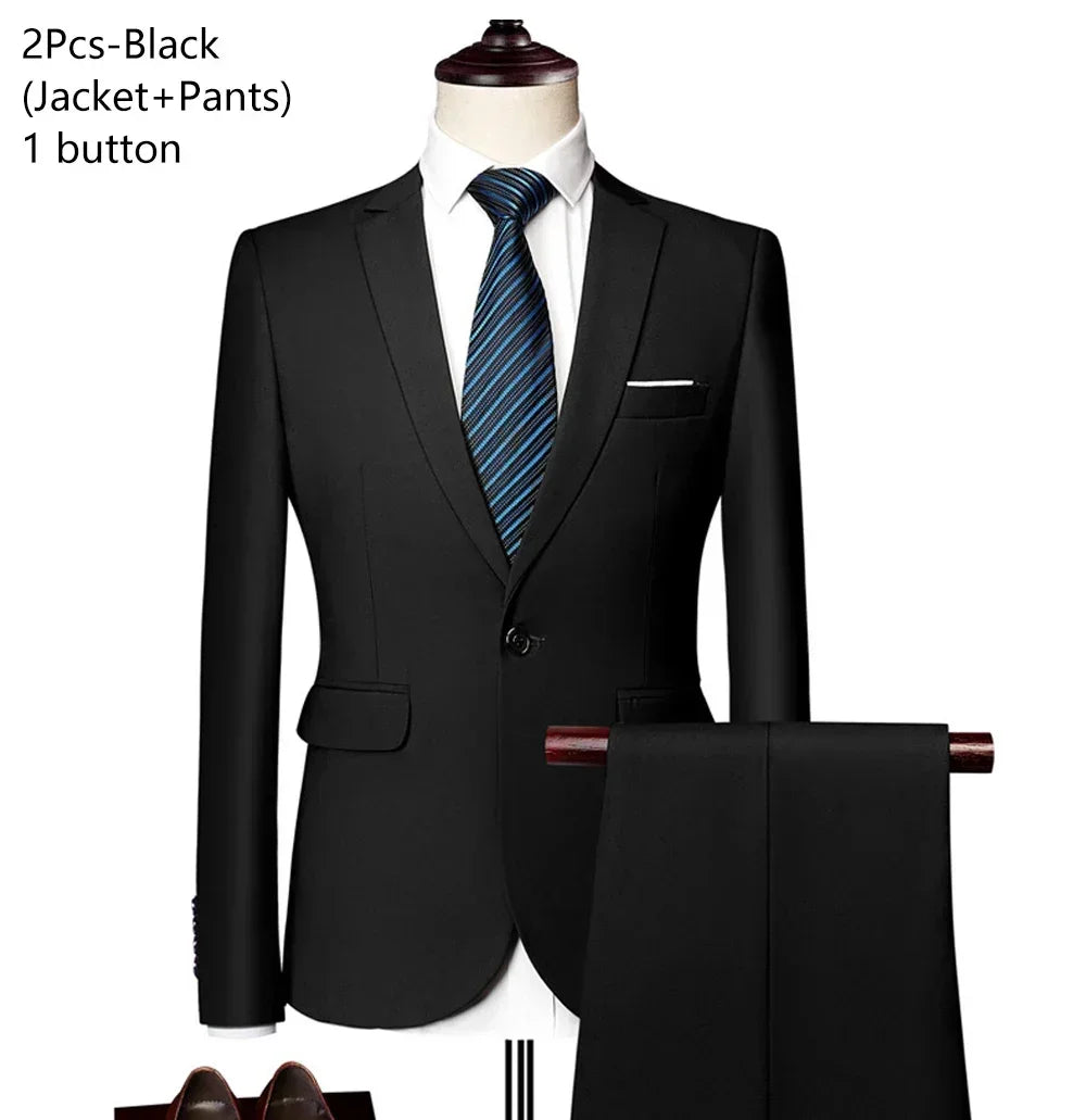 Costumes pour hommes élégant mariage 3 pièces Blazers tenue 2 ensemble vestes gilet pantalon complet 2025 mode classique affaires formel