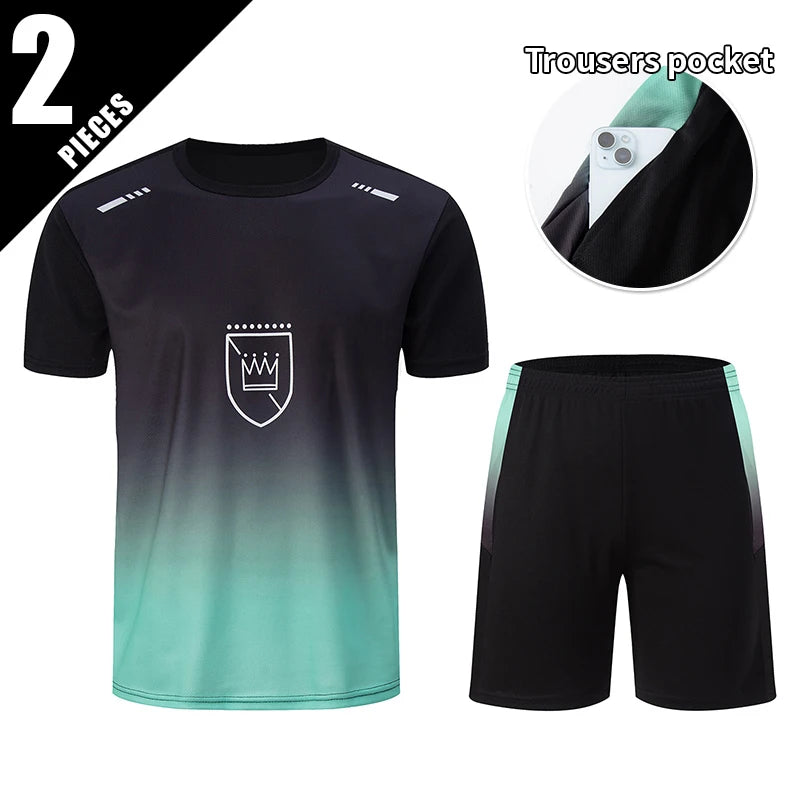 2 ensembles de taille européenne et américaine homme pantalon court à manches courtes costume homme T-shirt décontracté costume de course de remise en forme de sport