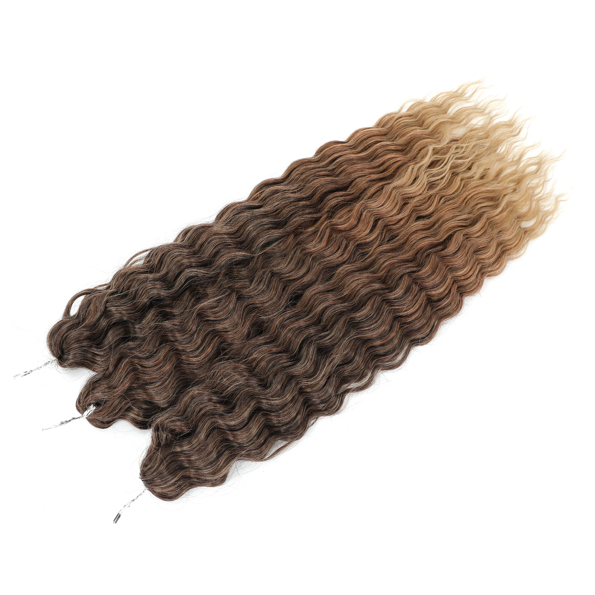 3 Pièces Tresses au Crochet Ombré Brun 300g 24' Ariel Deep Water Wave Blond Blanc Ombré Gris Paquets de Cheveux Synthétiques Haute Température