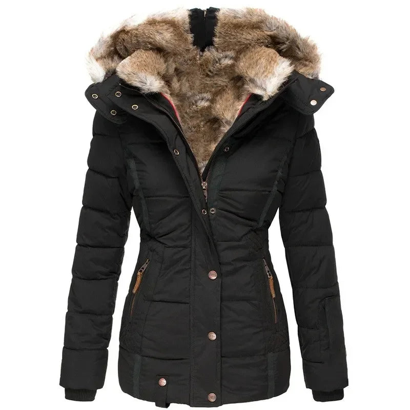 Parka rembourrée en coton pour femme, veste d'hiver longue et chaude, à capuche, épaisse, Slim Fit, vêtements d'extérieur, manteau court, 2026