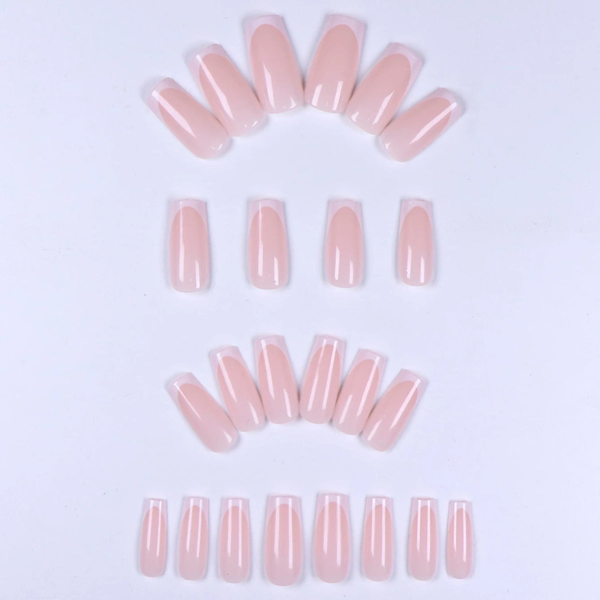 24 pièces Explosions en Europe et en amérique longs tuyaux d'eau blanc français rectangulaire ongles faux ongles