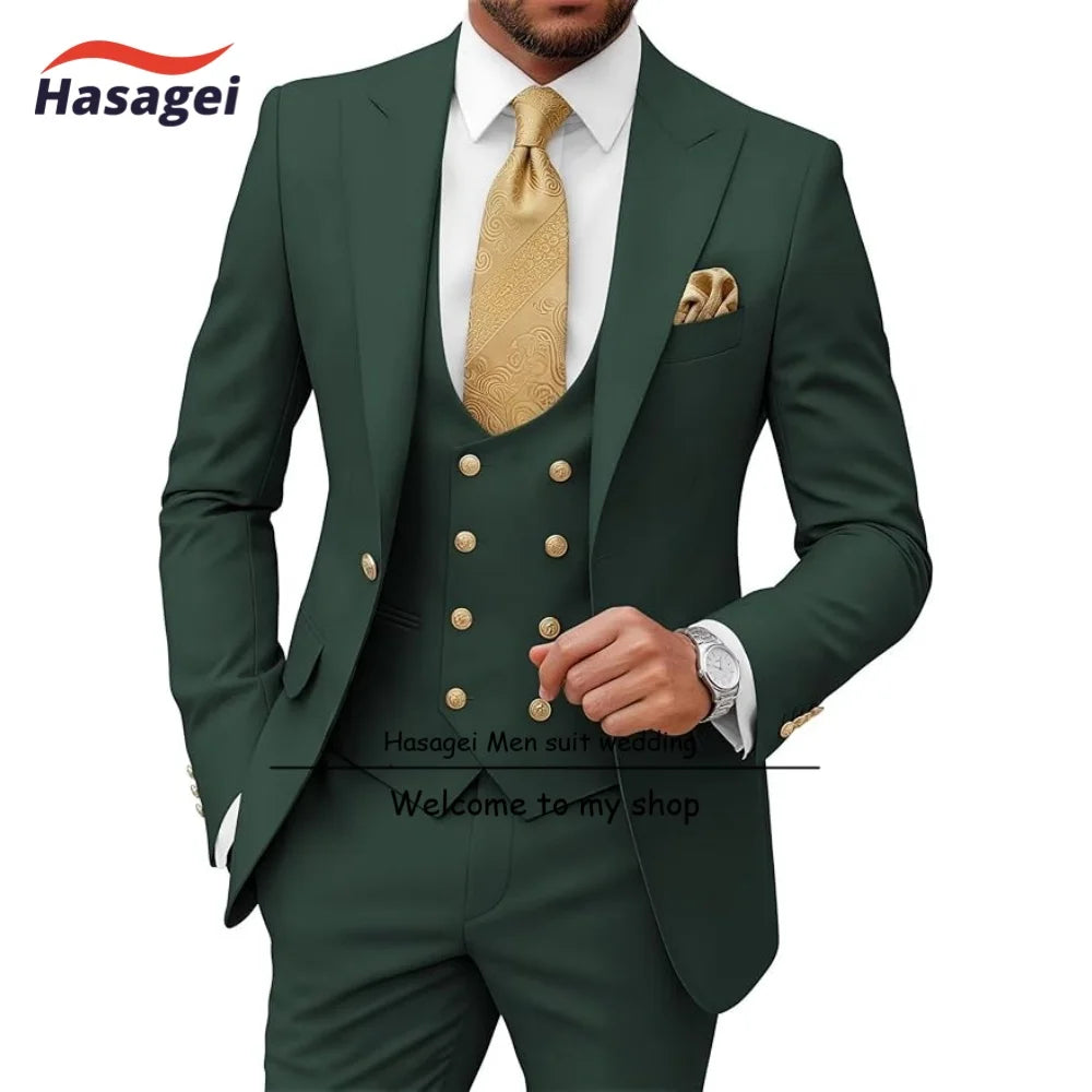 Costumes pour hommes 3 pièces, coupe ajustée, pour mariage, bal de promo, smoking, costumes formels pour hommes d'affaires