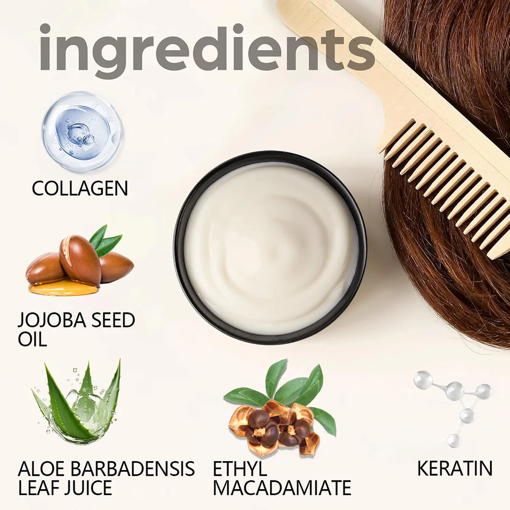 Huile d'argan-Masque capillaire e Vera pour les touristes, contrôle de l'huile, hydratant, revitalisant, doux, lisse, frisottis endommagés, réparation, revitaliser manuellement, soin des cheveux