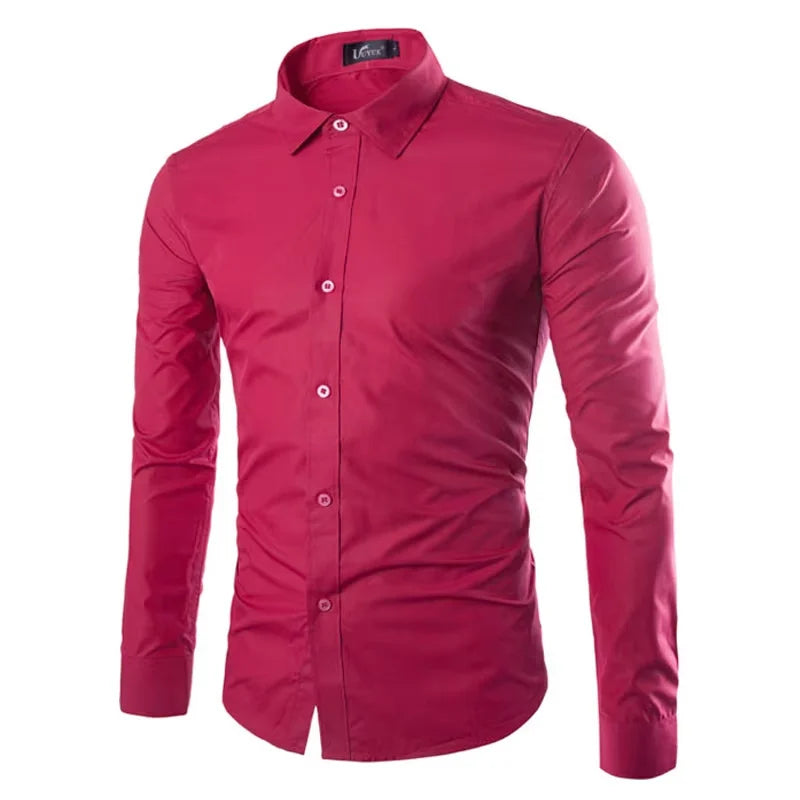 14 couleurs couleur unie hommes à la mode couleur bonbon chemise hommes décontracté à manches longues chemise pour hommes