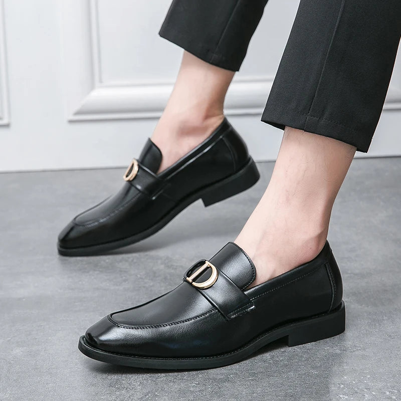 Mocassins pour hommes en PU à talon bas, chaussures professionnelles classiques confortables pour hommes d'affaires, taille 38-46