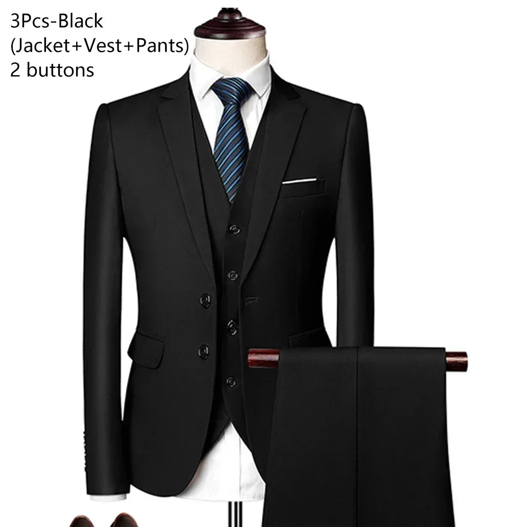 Costumes pour hommes élégant mariage 3 pièces Blazers tenue 2 ensemble vestes gilet pantalon complet 2025 mode classique affaires formel