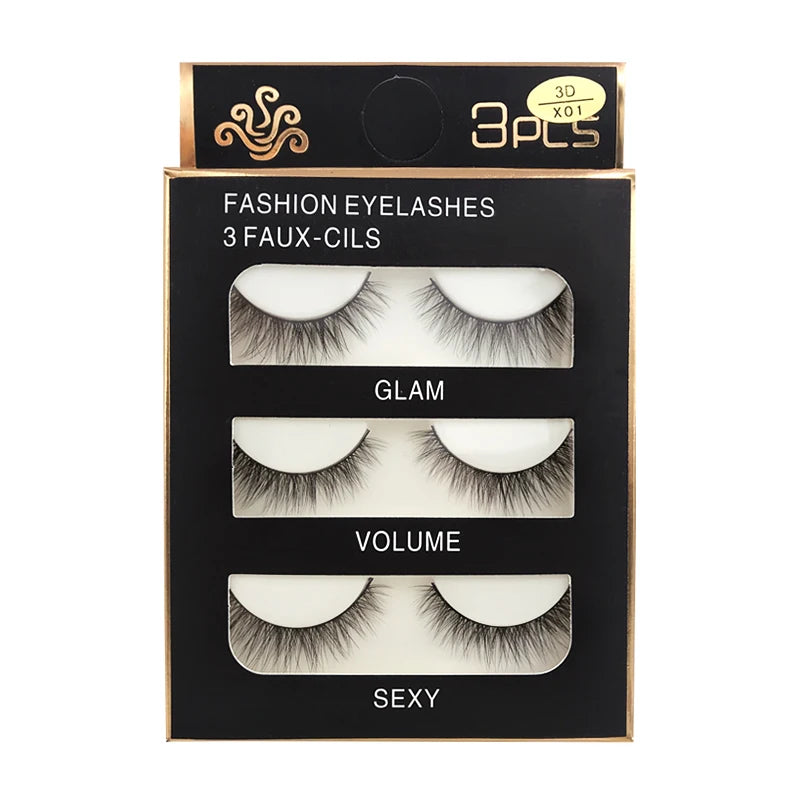 Faux Cils Naturels Longs en Vison 3D, Souples et Moelleux, fissuraminants, Faits à la Main, Outils de Maquillage pour les Yeux, 3 Paires