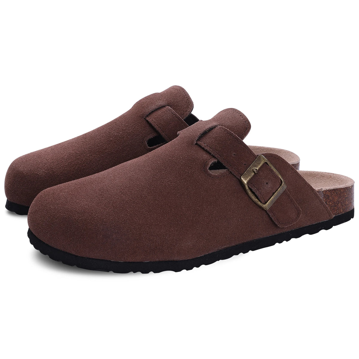 Comwarm – Mules en daim pour femmes, pantoufles, sabots pour hommes, sandales à semelle intérieure en liège avec Support d'arc, diapositives de plage en plein air, chaussures de maison