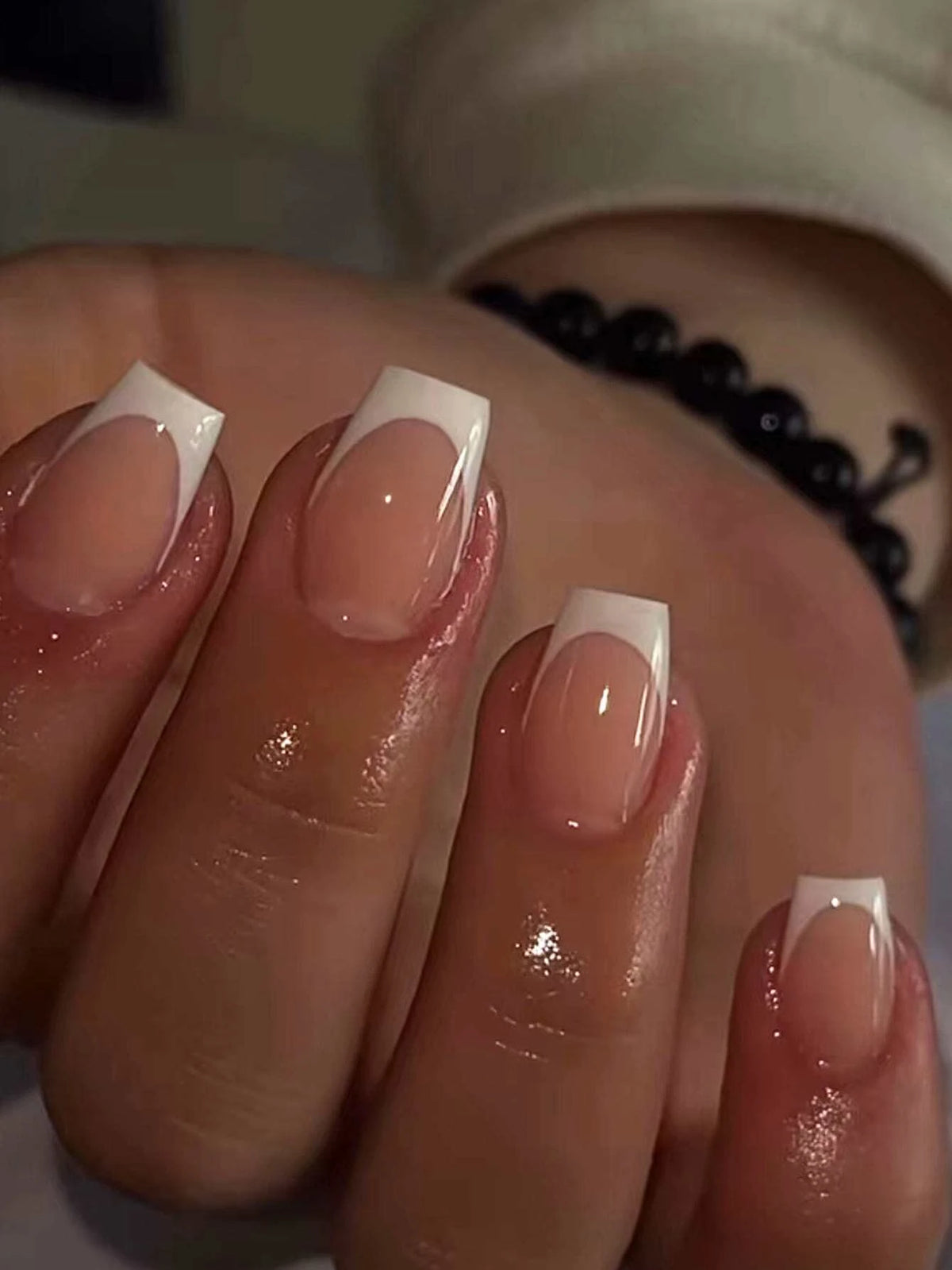 24 pièces/ensemble faux ongles carrés courts pour femmes mignon mariée coeur blanc français conseils faux ongles y2k presse sur faux ongles fournitures