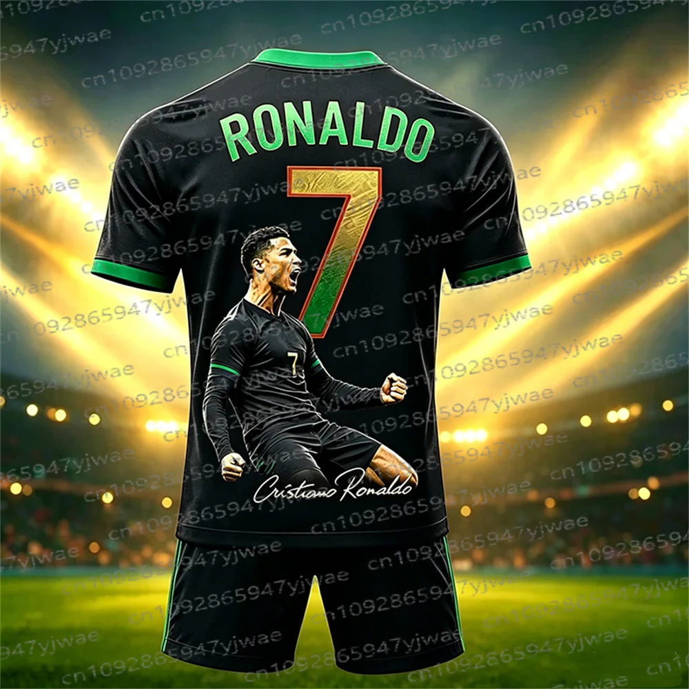 Ensemble maillot et short de football édition spéciale Ronaldo N°7 pour femme, homme et enfant – Tenue de sport décontractée Harajuku d'été – Ensemble 2 pièces