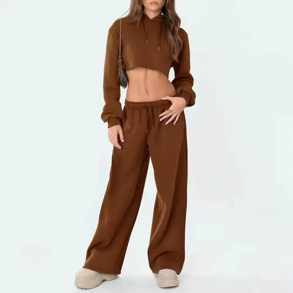 Pantalon de survêtement large à taille mi-haute avec cordon de serrage pour femme, pantalon long droit et ample avec poches latérales