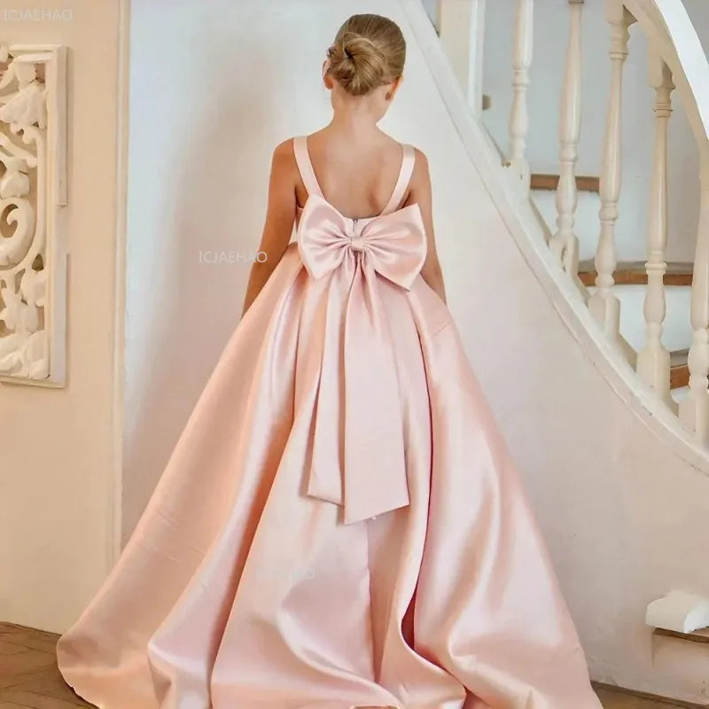 Robe de soirée longue en Satin pour filles, sans manches, Style français, robe de princesse pour enfants, spectacle, célébration formelle, nouvelle collection