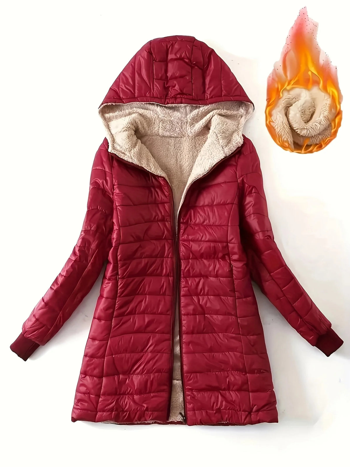 Nouvelle veste longue à capuche en coton avec doublure polaire pour l'automne et l'hiver, manteau pour femme
