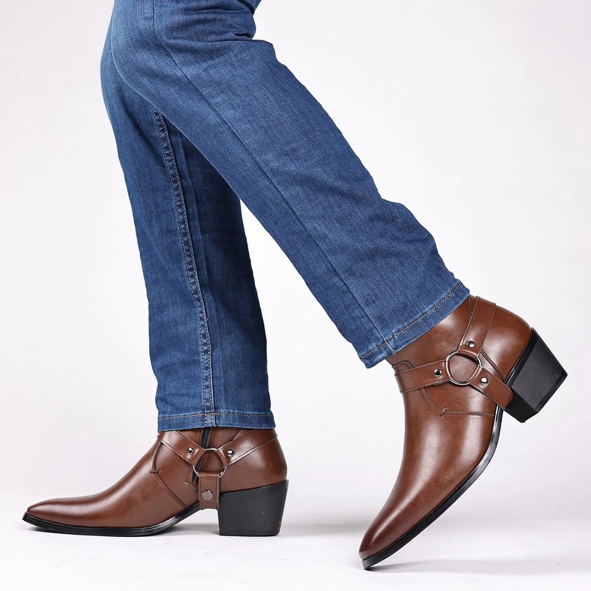 Chaussures en cuir pour hommes, style britannique, bottes en cuir rétro faites à la main, à tige haute, pour affaires