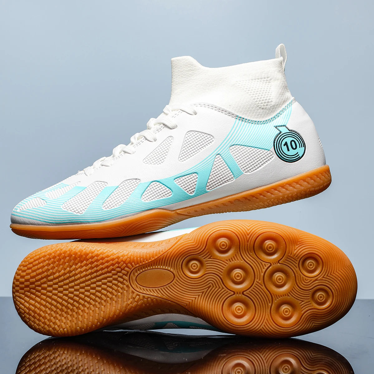 Chaussures de Football à fond plat pour hommes, chaussures de sport IC d'intérieur, montantes pour adultes, résistantes à l'usure, chaussures d'entraînement antidérapantes pour adolescents