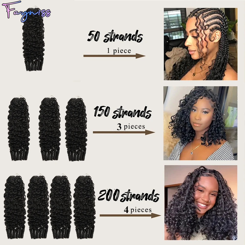 Extensions de cheveux humains bouclés birmans Miracle Knots pour tresses bohèmes, pré-séparées, effet plume, 100% cheveux humains