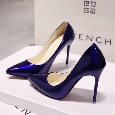 Escarpins à Talons Hauts en Cuir Verni pour Femme, Chaussures de Mariage à Talons Fins, Sexy, Pointues, Taille 44, Nouvelle Collection