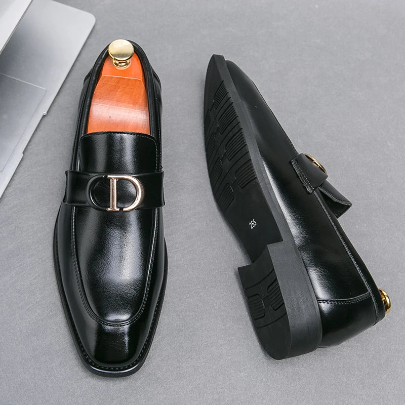 Mocassins pour hommes en PU à talon bas, chaussures professionnelles classiques confortables pour hommes d'affaires, taille 38-46