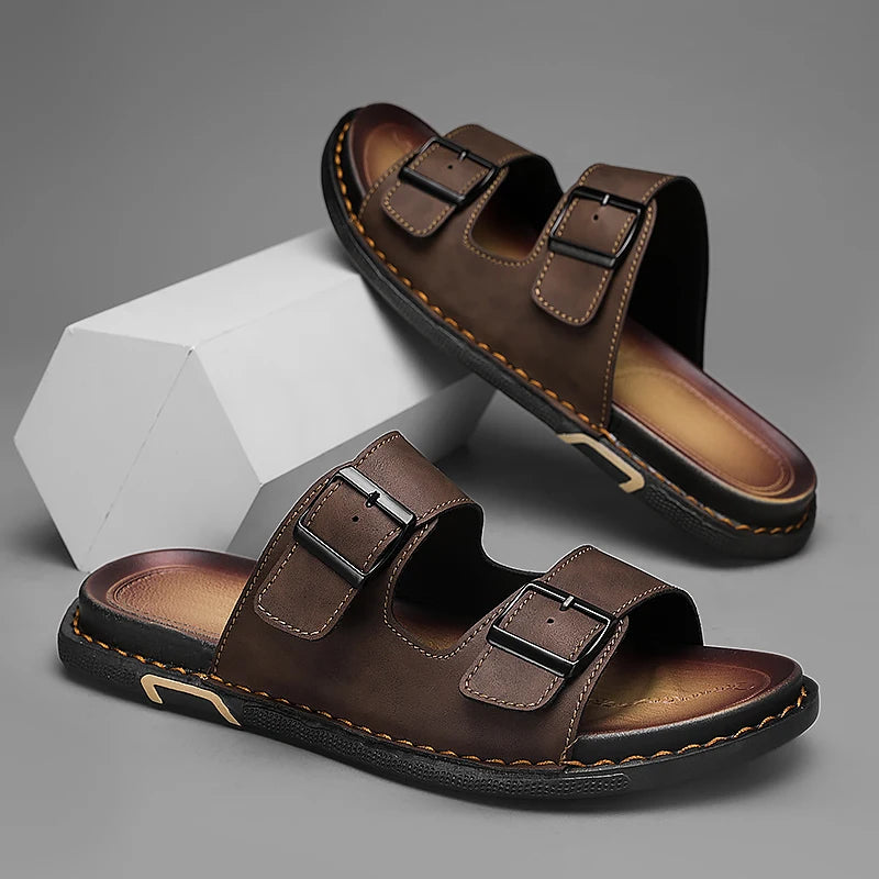 Chaussures hommes sandales pantoufles Sneaker cuir hommes baskets été chaussures de plage sandales pour homme grande taille noir sandales décontractées
