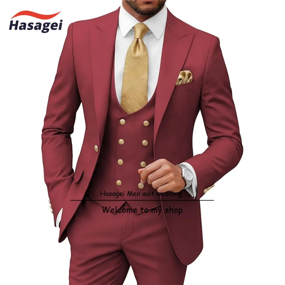 Costumes pour hommes 3 pièces, coupe ajustée, pour mariage, bal de promo, smoking, costumes formels pour hommes d'affaires