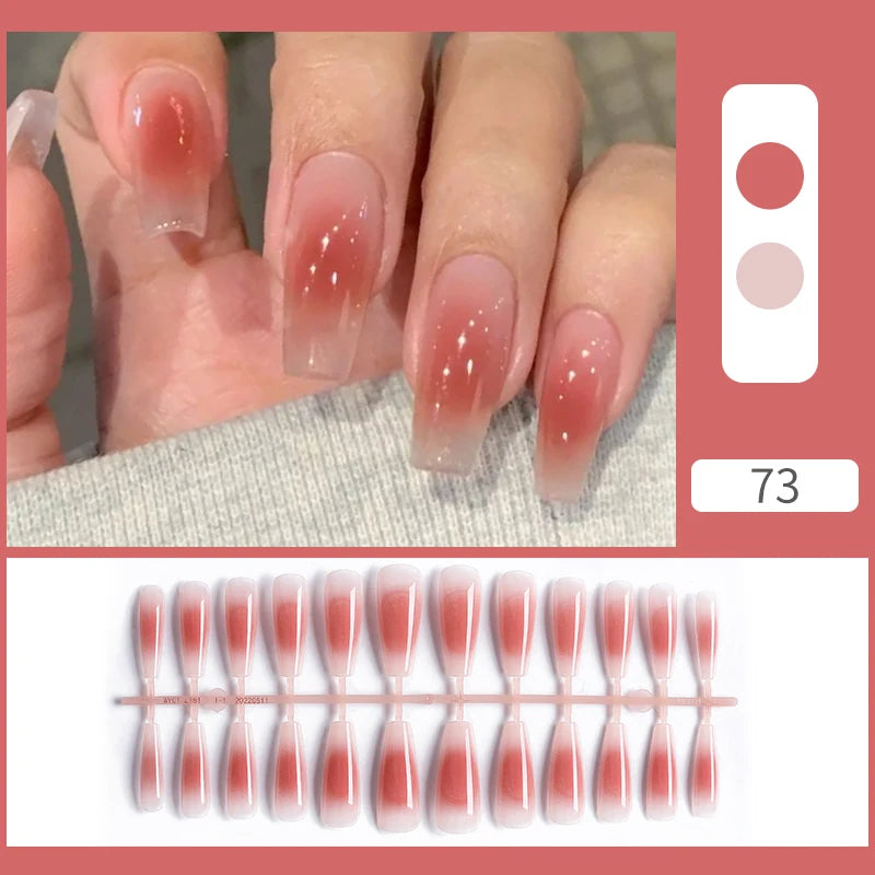 24 pièces/ensemble blanc français presse sur faux ongles couverture complète artificielle portable ongles conseils de beauté nu français blanc faux ongles Art