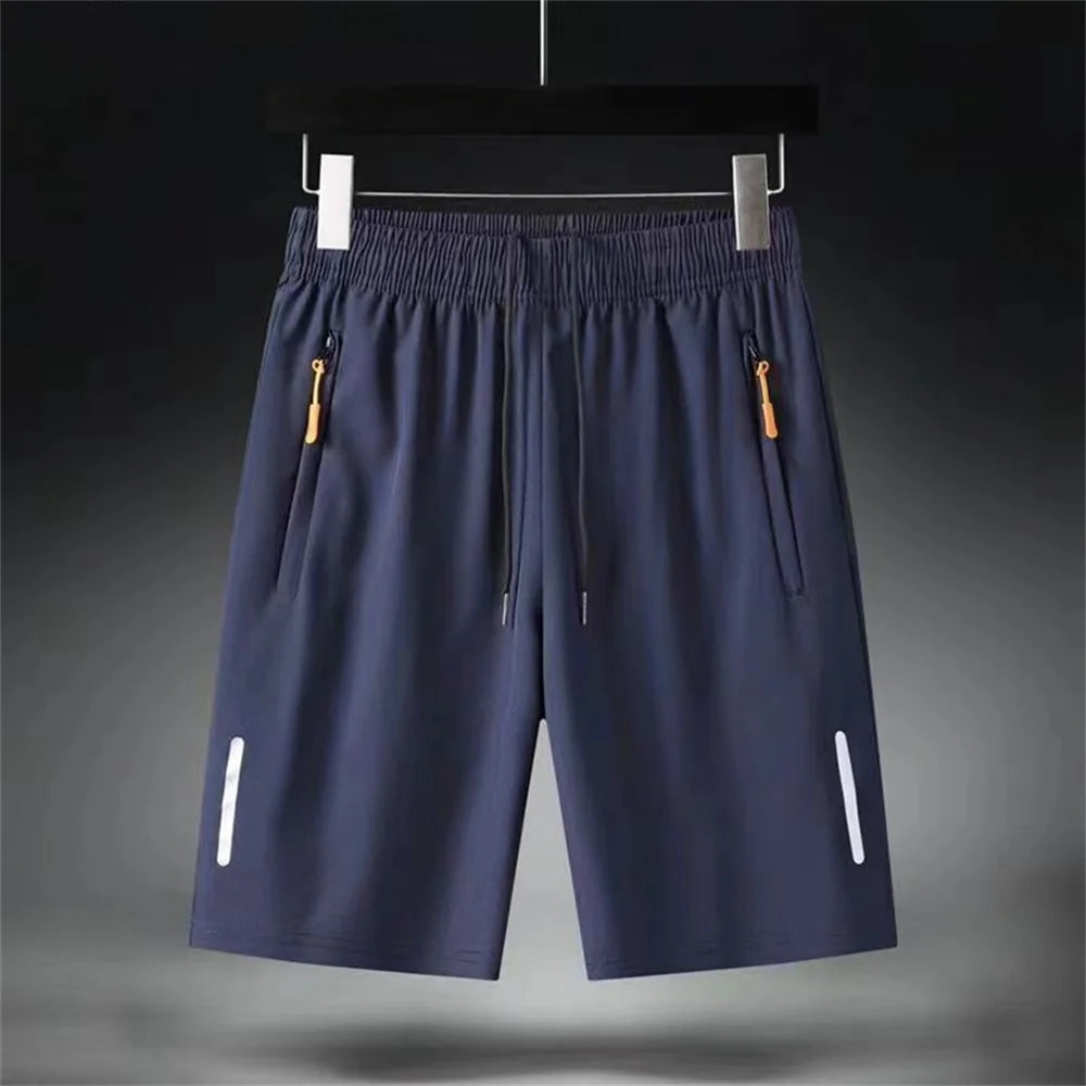 Pantalon court de plage d'été pour hommes, Short de sport décontracté, Ultra-fin, soie glacée, séchage rapide, fermeture éclair, ample, pantalon de survêtement de gymnastique, de Jogging