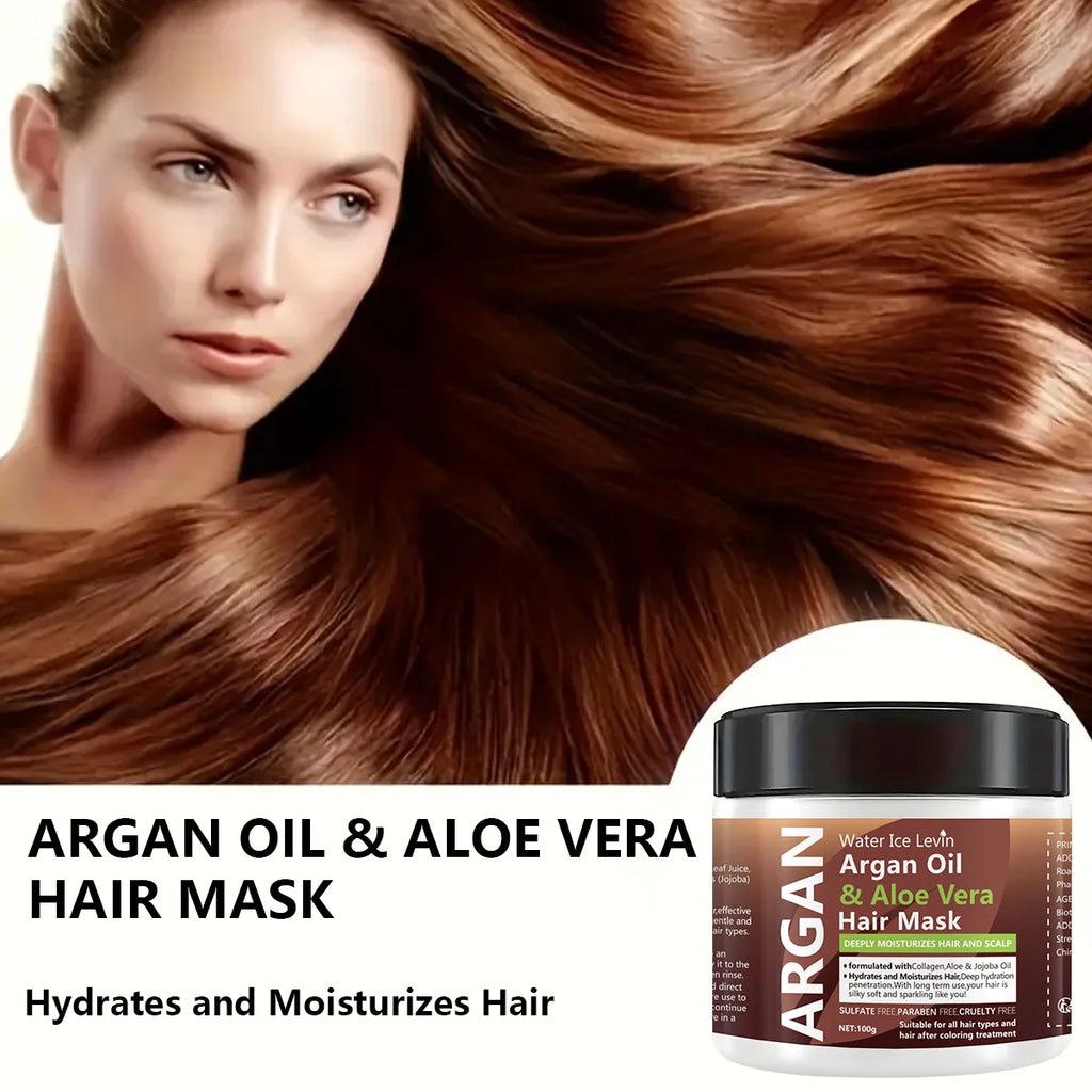 Huile d'argan-Masque capillaire e Vera pour les touristes, contrôle de l'huile, hydratant, revitalisant, doux, lisse, frisottis endommagés, réparation, revitaliser manuellement, soin des cheveux