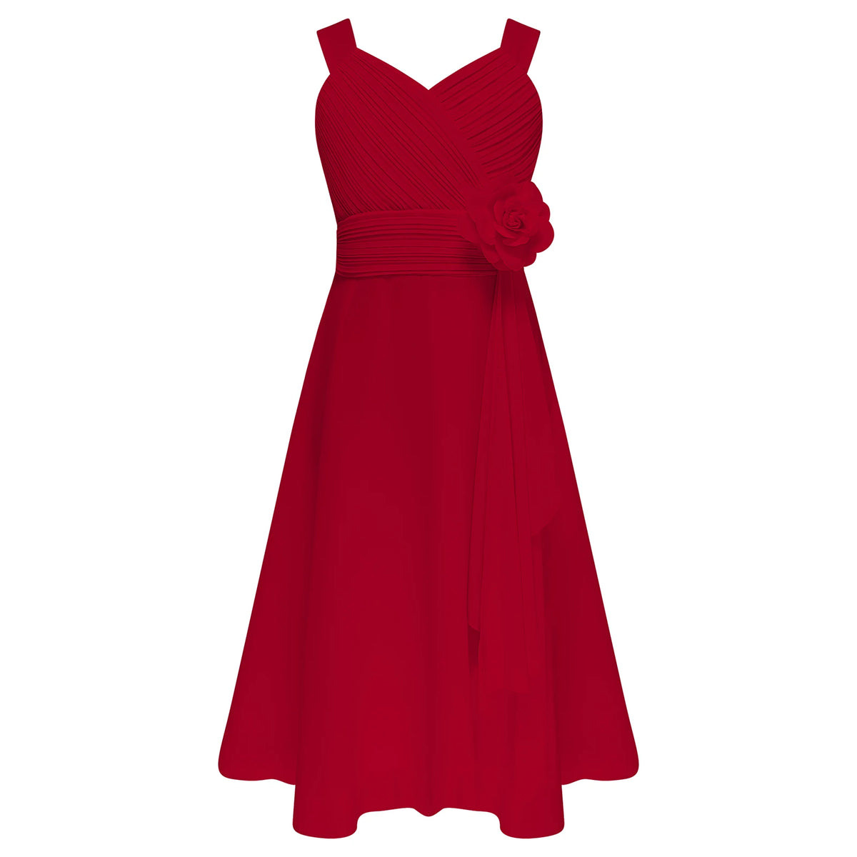 Robe de soirée élégante pour enfants filles, robe Maxi sans manches, corsage froncé en mousseline, robe de princesse de demoiselle d'honneur de mariage