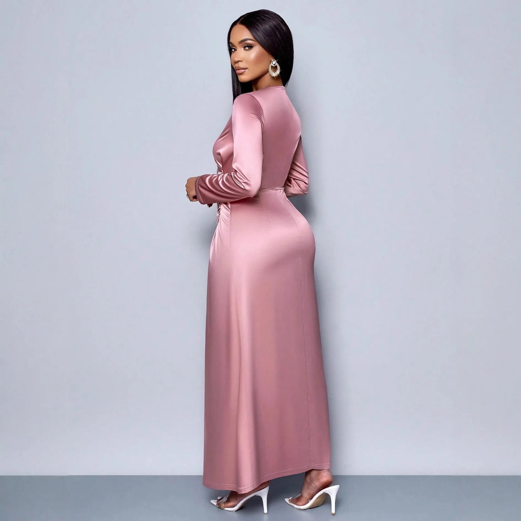Robe longue pour femme, style Y2K streetwear, col rond, manches longues, taille ajustée, élégante et sexy, pour soirée, fête ou travail 2026