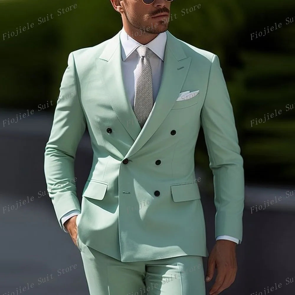 Vert armée hommes affaires Occasion formelle Tuxedos marié Groomsman fête de mariage bal mâle costume 2 pièces ensemble Blazer pantalon