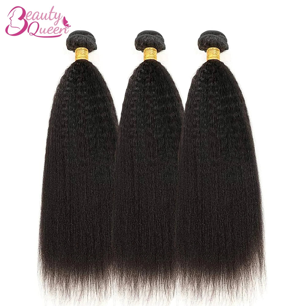 Tissage en lot brésilien Yaki naturel crépu lisse, Extension de cheveux vierges, lot de 1/3/4 pour un tissage rapide