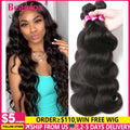 Beaufox corps vague paquets cheveux brésiliens armure paquets 1/3/4 pièces paquets de cheveux humains naturel/noir de jais 8-30 "Remy Extensions de cheveux