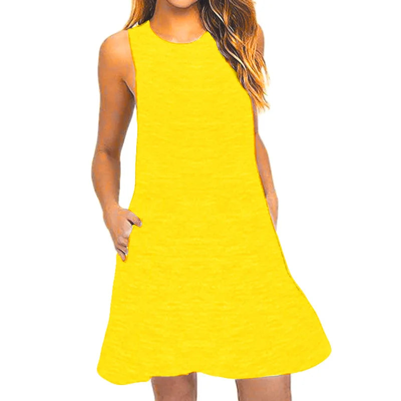Robe T-Shirt trapèze décontractée pour femmes, Cover-Up de plage avec poches, grande taille, ample, été
