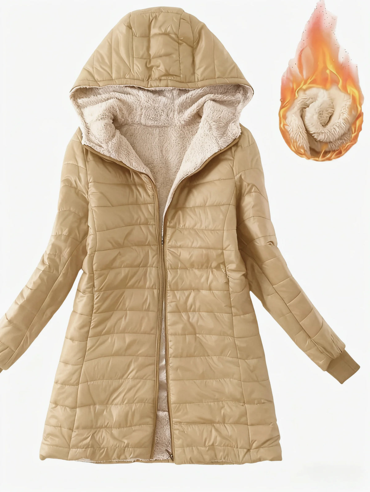 Nouvelle veste longue à capuche en coton avec doublure polaire pour l'automne et l'hiver, manteau pour femme