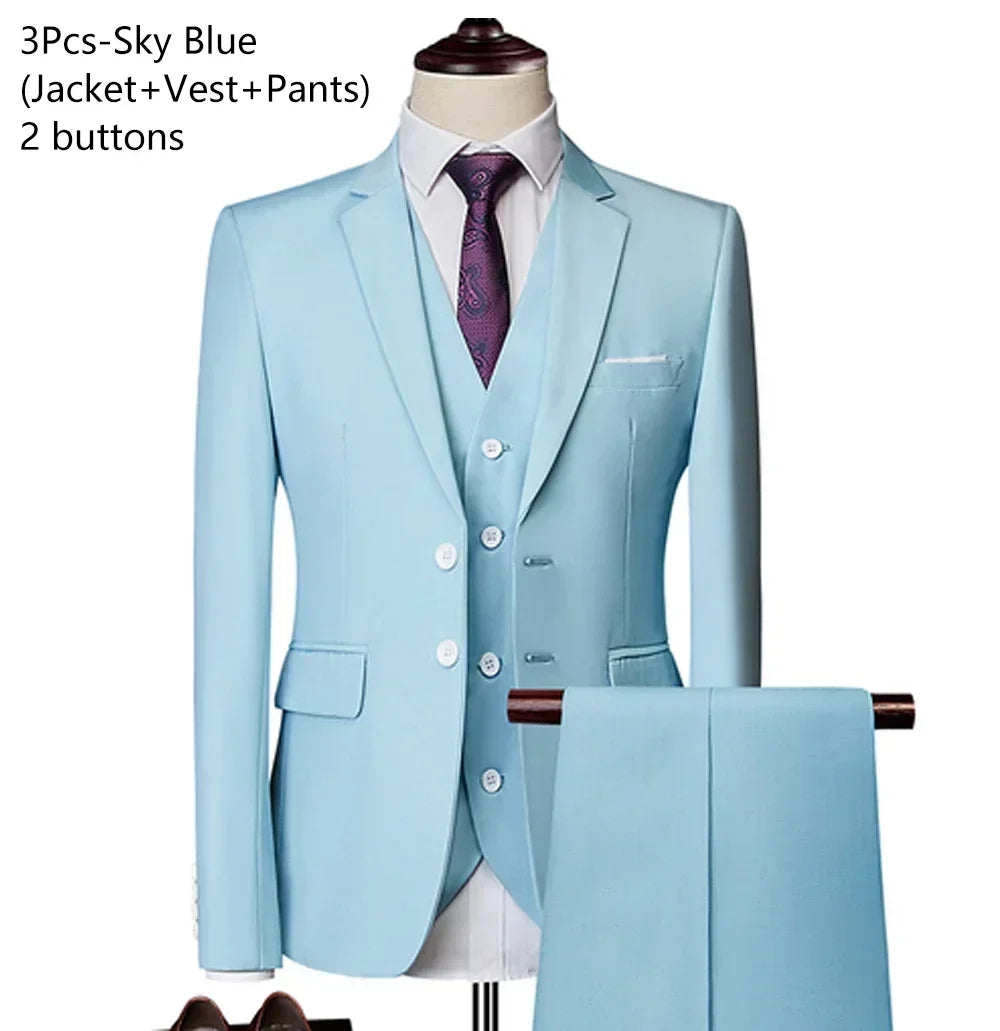 Costumes pour hommes élégant mariage 3 pièces Blazers tenue 2 ensemble vestes gilet pantalon complet 2025 mode classique affaires formel
