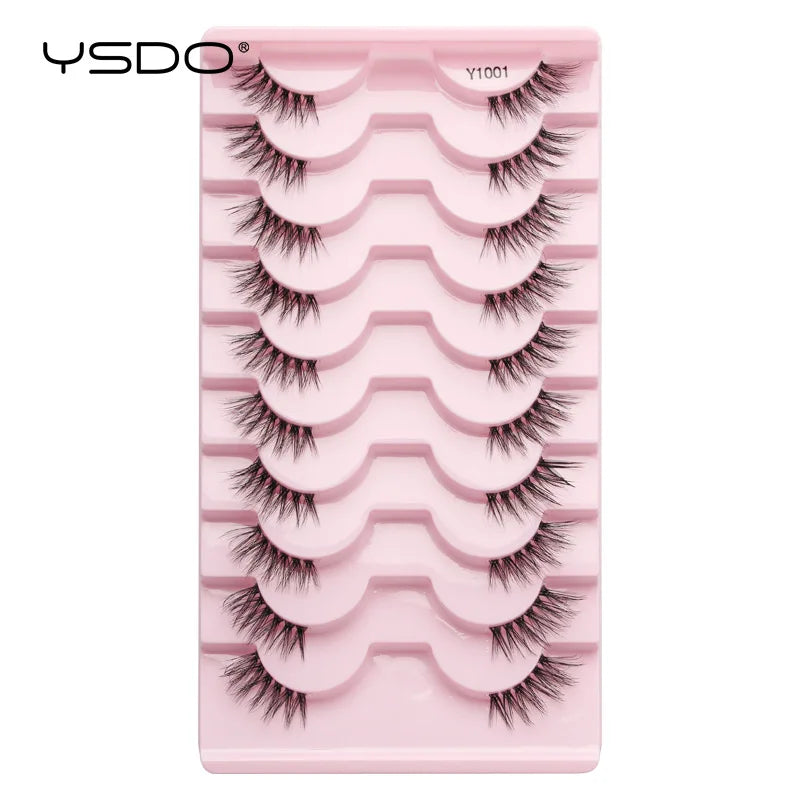 YSDO-Demi cils de chat doux, bande claire naturelle, faux cils, contaminants naturels, py, faux cils de vison 3D, outils de maquillage, 5/10 paires