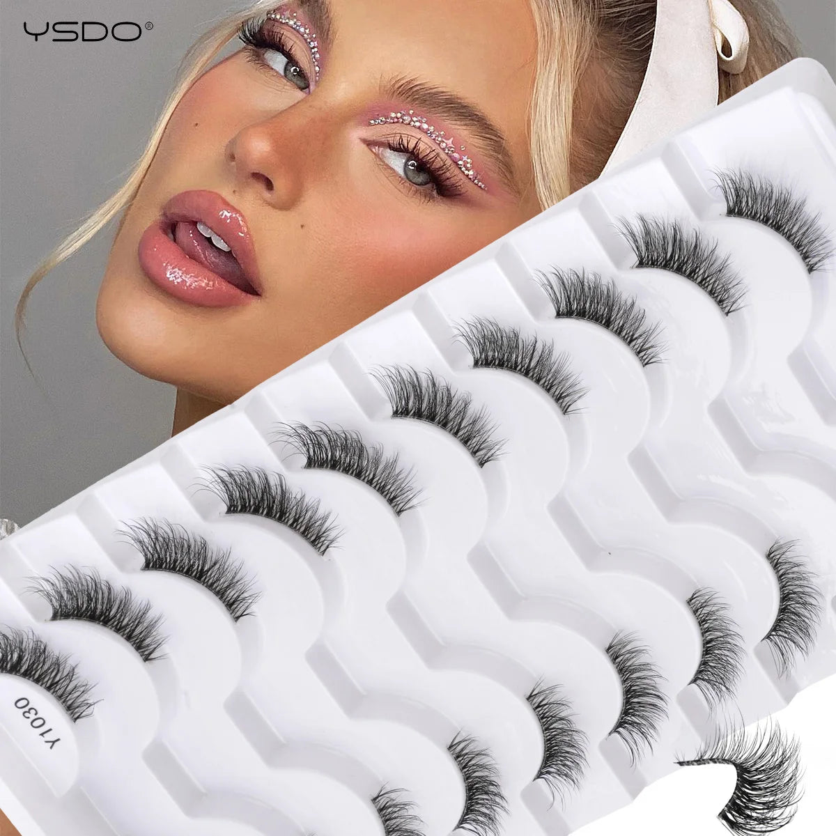 YSDO-Demi cils de chat doux, bande claire naturelle, faux cils, contaminants naturels, py, faux cils de vison 3D, outils de maquillage, 5/10 paires