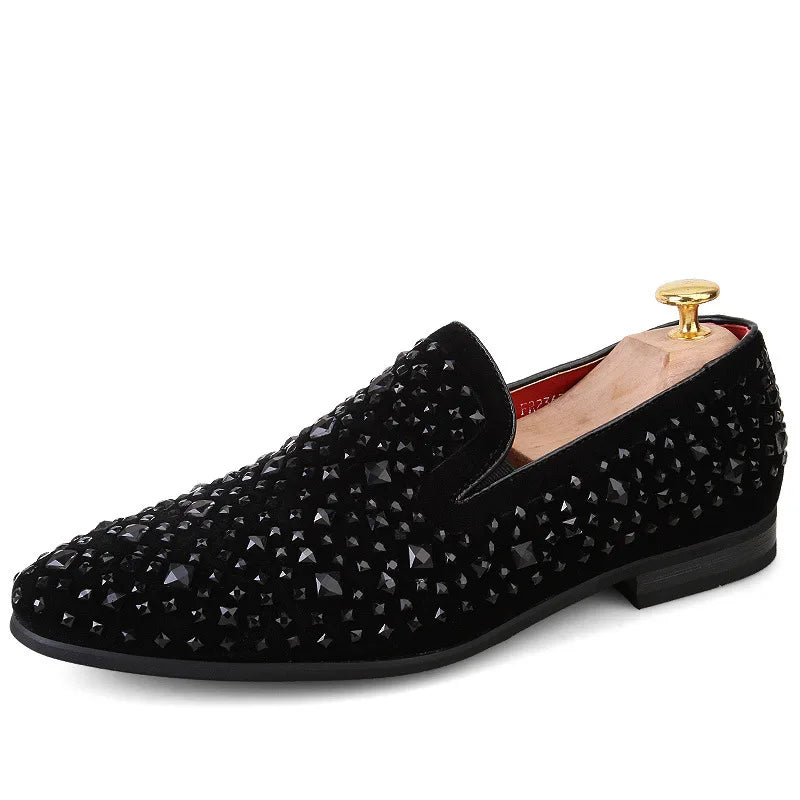 Chaussures habillées pour hommes de luxe bout pointu mocassins noirs Denim métal paillettes chaussures mode haute qualité hommes fête chaussures de mariage nouveau