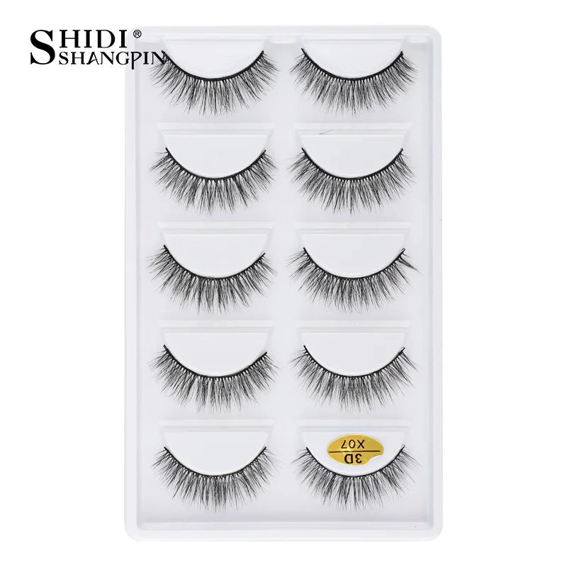 Cils 3D en faux vison X05, cils postiches volumineux et légers, 5 paires réutilisables, cils doux et volumineux, aspect naturel pour le maquillage quotidien et les soirées