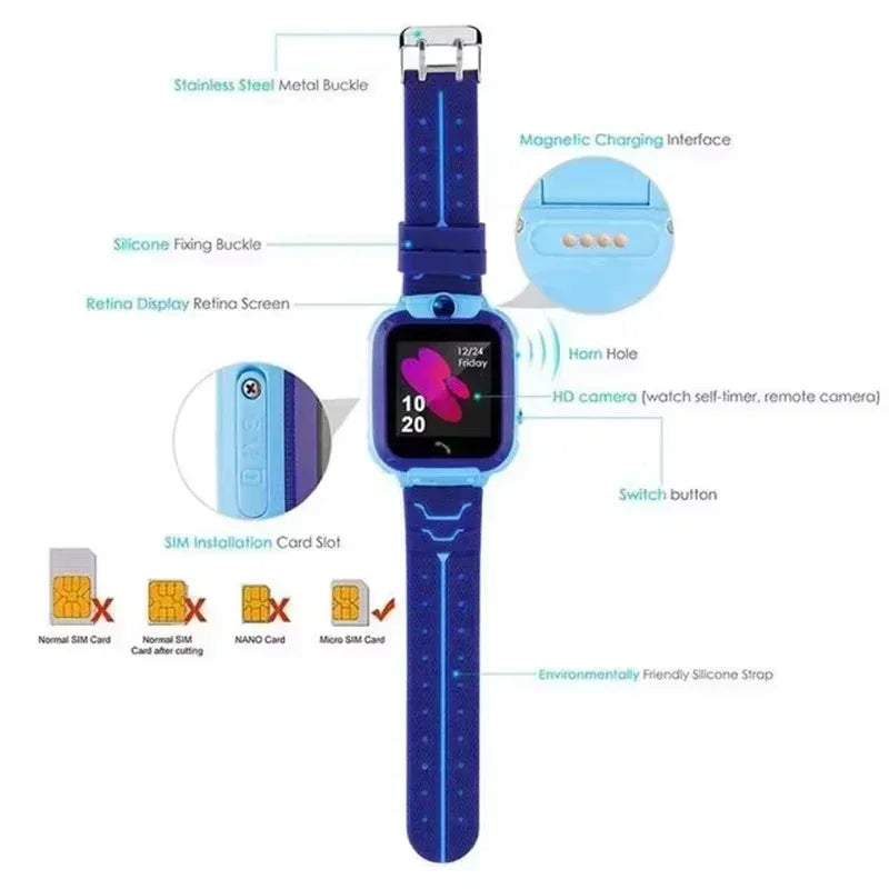 Montre connectée pour enfants Lenovo 2027, nouvelle version 5G, GPS, carte SIM, appel SOS, caméra, étanche, pour garçons et filles, cadeau