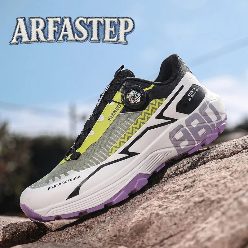 Chaussures de randonnée pour hommes, légères, respirantes, en mesh, chaussures de marche décontractées, design à boucle rotative