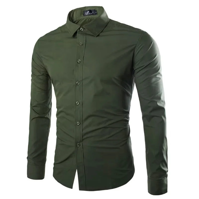 14 couleurs couleur unie hommes à la mode couleur bonbon chemise hommes décontracté à manches longues chemise pour hommes