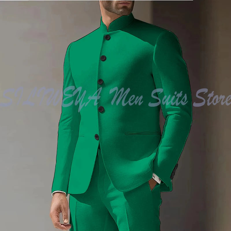 Costume Homme Blanc en Lin, Simple Boutonnage, 2 Pièces (Veste et Pantalon), pour Occasions Spéciales, Formel, Personnalisable, Vêtement Masculin Tendance Classique 2025