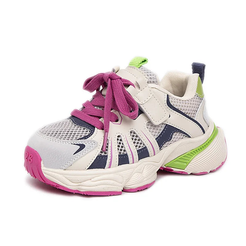 Chaussures de sport unisexes pour enfants, baskets pour enfants, chaussures de basket-ball respirantes supérieures en maille, chaussures plates décontractées de tennis, printemps et automne