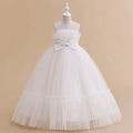 Robe d'été en Tulle pour filles, tenue de demoiselle d'honneur blanche, Costume élégant pour enfants, tenue de soirée de mariage, 2023