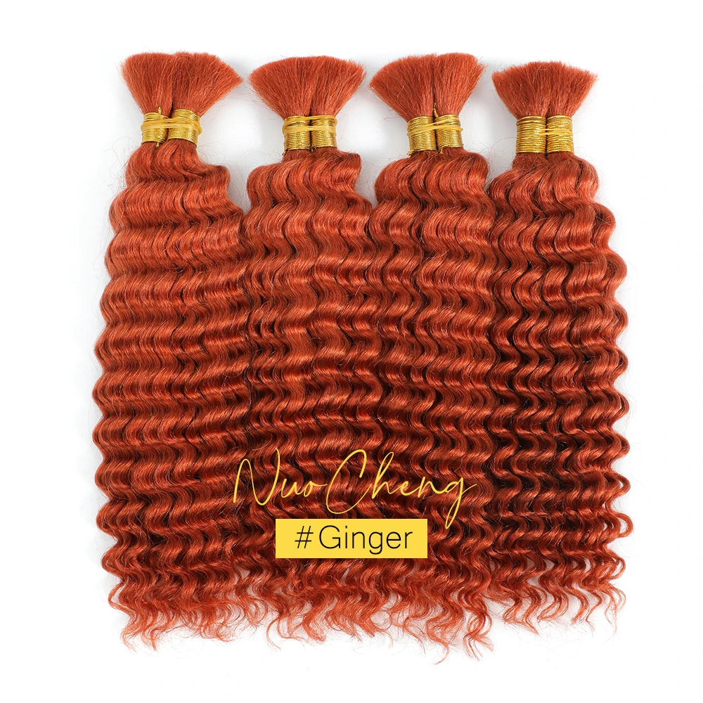 2 lots de cheveux humains à tresser pour tresses bohèmes, 14 pouces 100g 10A Cheveux humains brésiliens vierges en vrac à ondulations profondes pour tressage