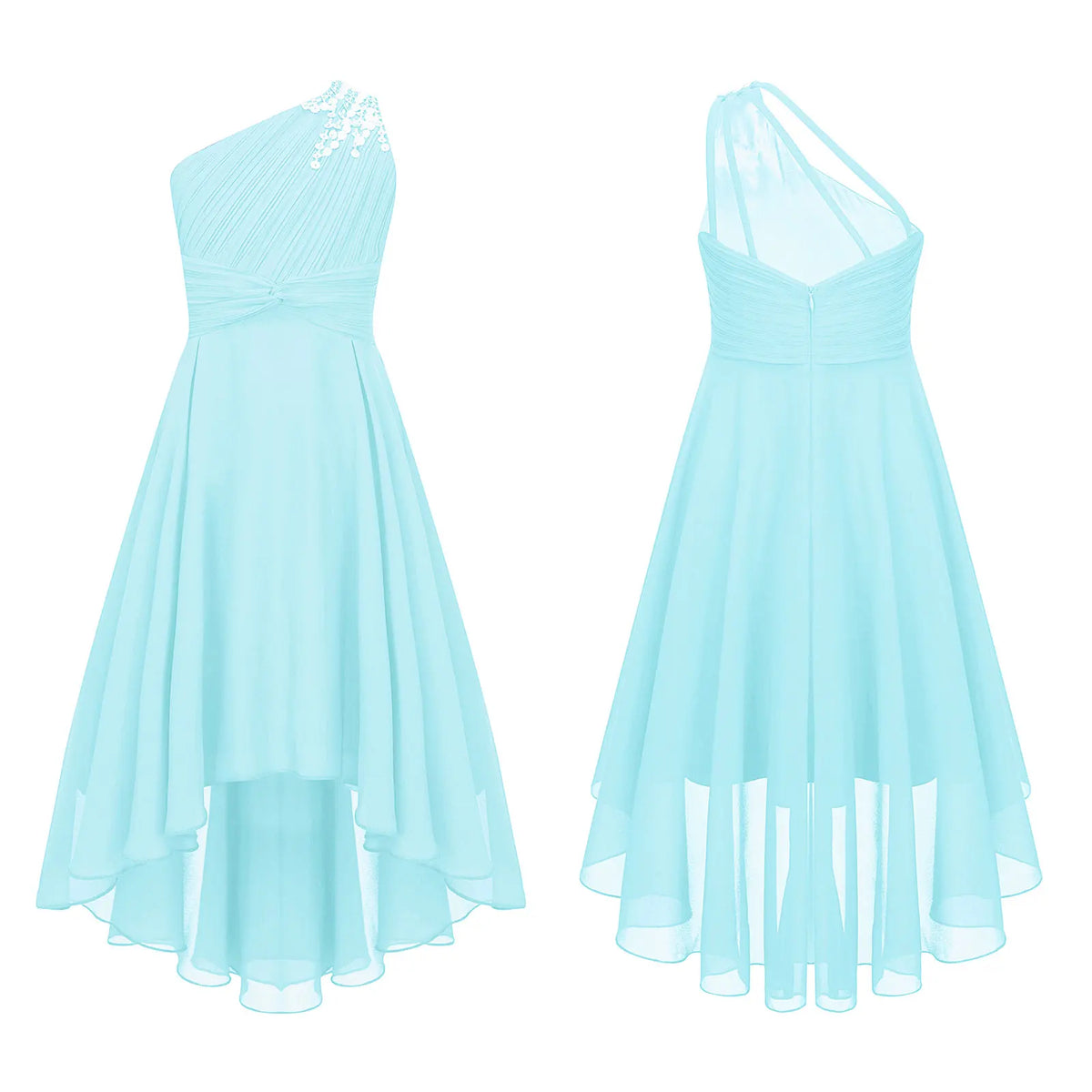 Robe d'été en mousseline de soie pour filles, tenue de princesse à paillettes, asymétrique épaule dénudée, sans manches, robe Maxi de demoiselle d'honneur junior, robes de fête de mariage