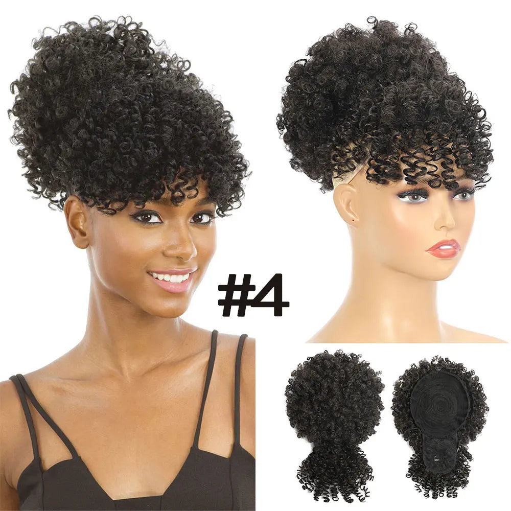 Extensions synthétiques queue de cheval Afro avec cordon de serrage, 10 pouces, pour femmes noires, 4b 4c, cheveux crépus bouclés, chignon, perruques queue de cheval, usage quotidien