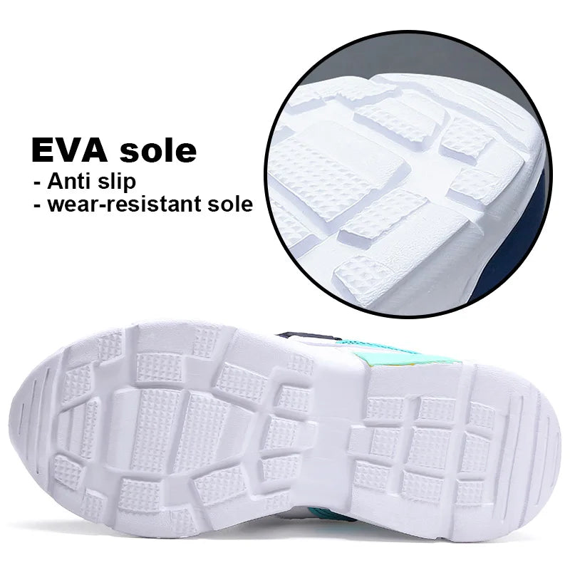 Baskets en maille respirante pour enfants, chaussures de sport décontractées pour enfants, chaussures de course d'école pour garçons et filles, crochet et boucle pour enfants, été
